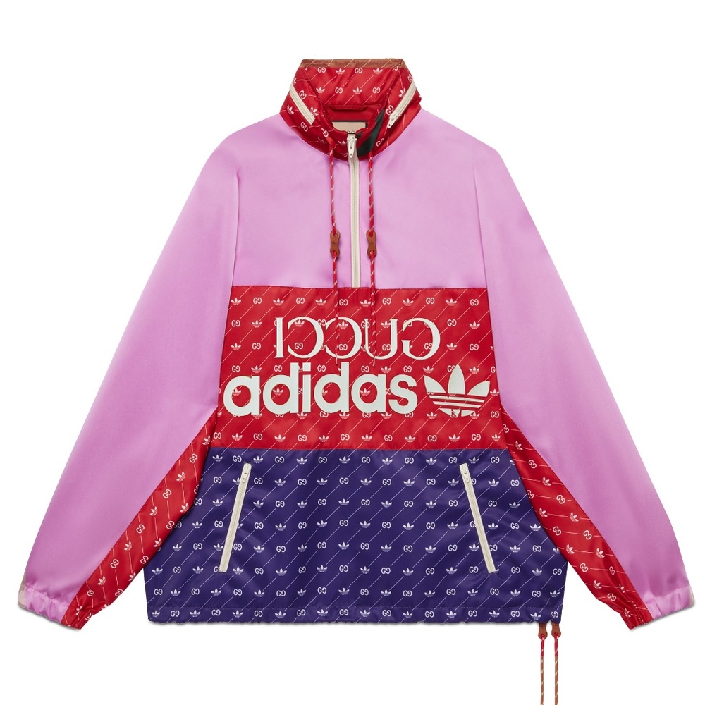 size 50 L - Gucci Adidas Anorak Jacket Trefoil Nylon Blue Red Purple